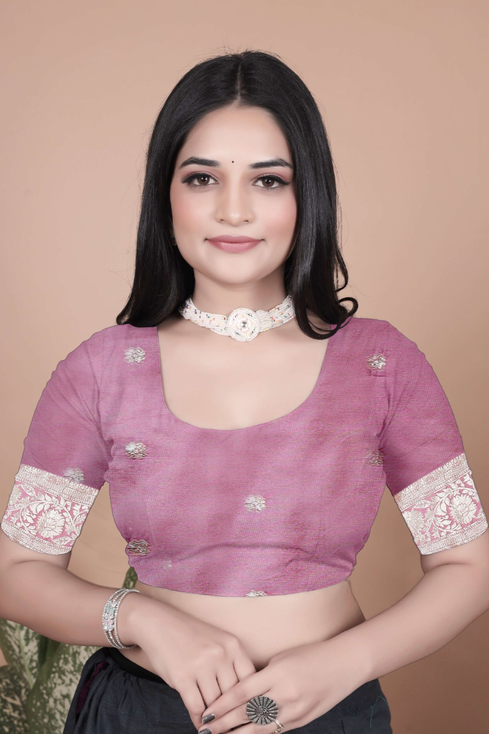 Rosewood Pink Banarasi Silk Saree with Golden Zari & Peacock Pallu | Wedding, Festive & Traditional Wear - Image 5