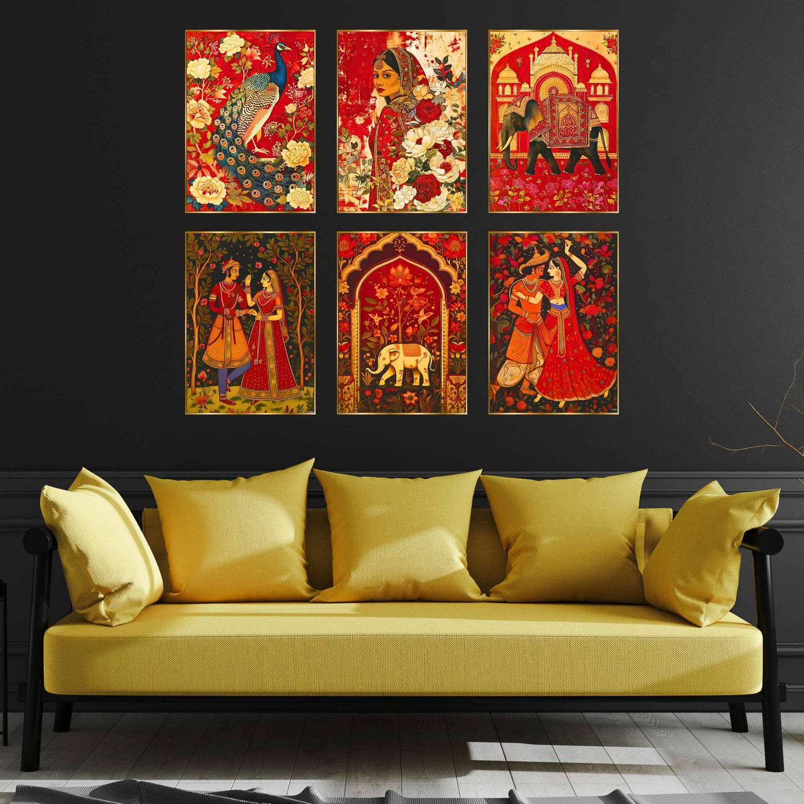 Set of Six Wall Paintings for Wall Dacoration Golden Framed Wall Paintings for Living Room & Bedroom Wall Art for Home Decoration & Office Wall Décor (13x10 inch CH-GD6-11) - Image 4